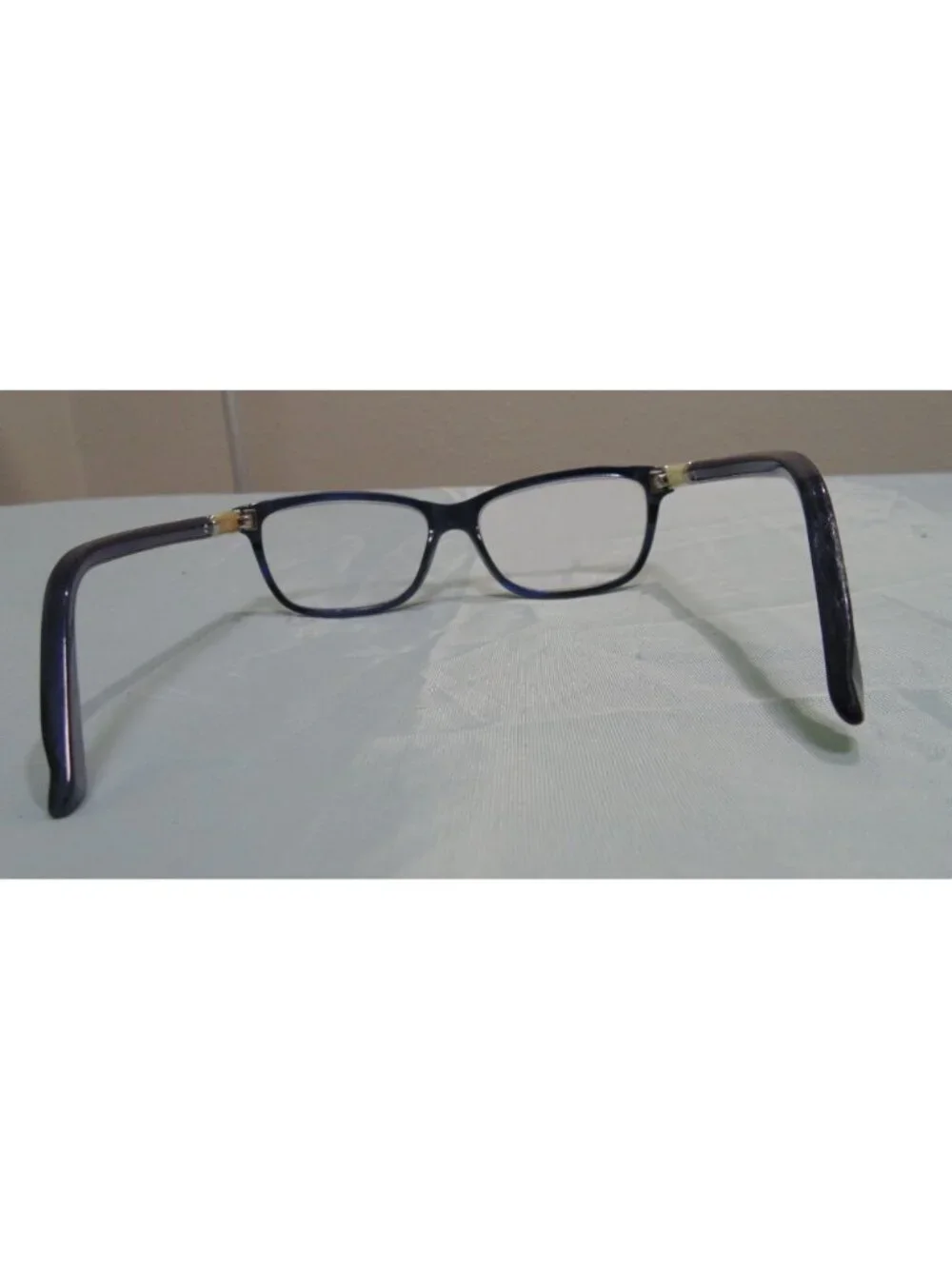 Swarovski Womens Blue White Crystal Square Prescription Eyewear Frames